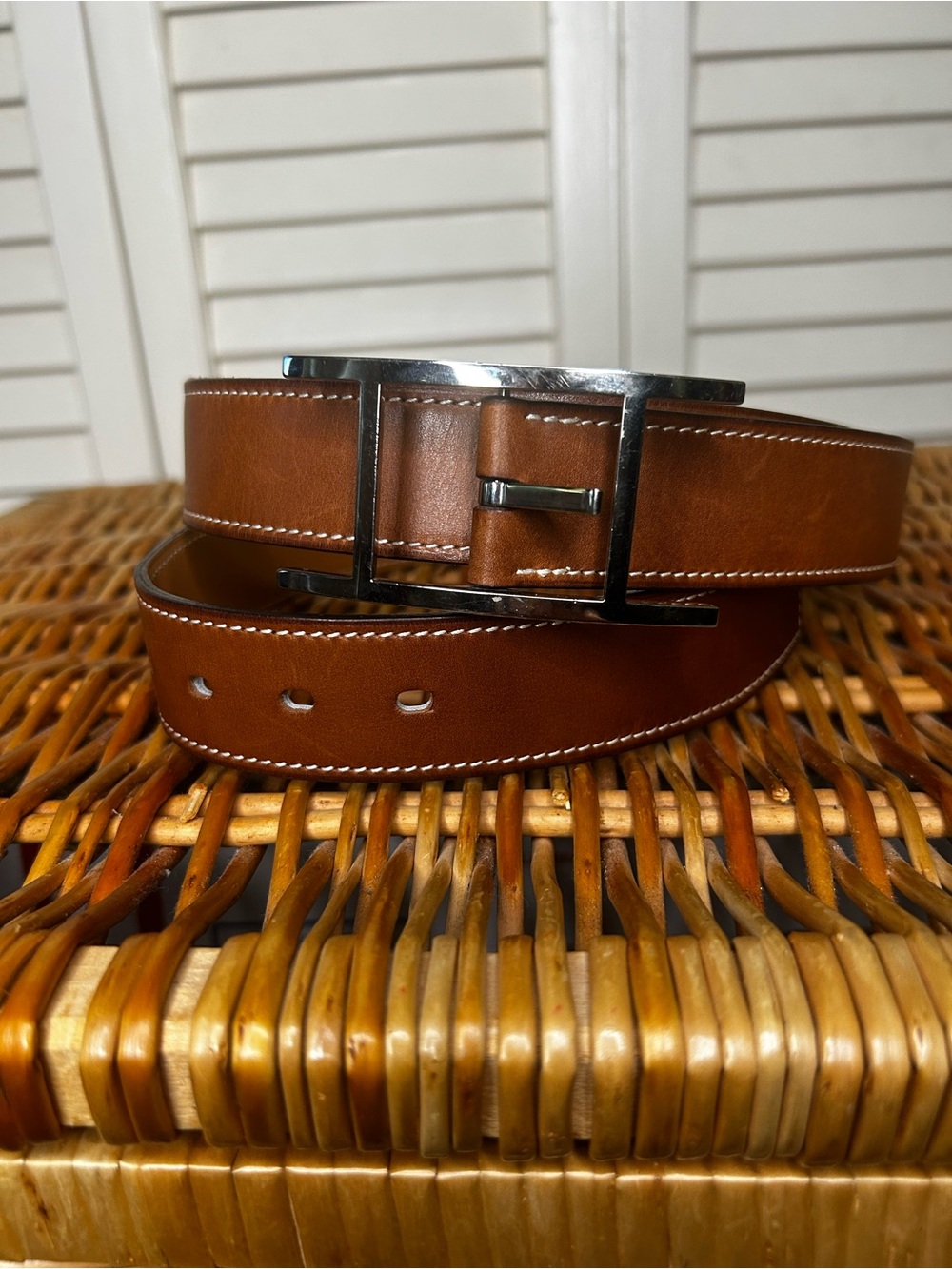 Hermes Quentin brown leather reversible belt size 95